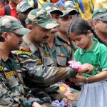Schoolgirls from Nearby Villages Tie Rakhi on Soldiers’ Arms